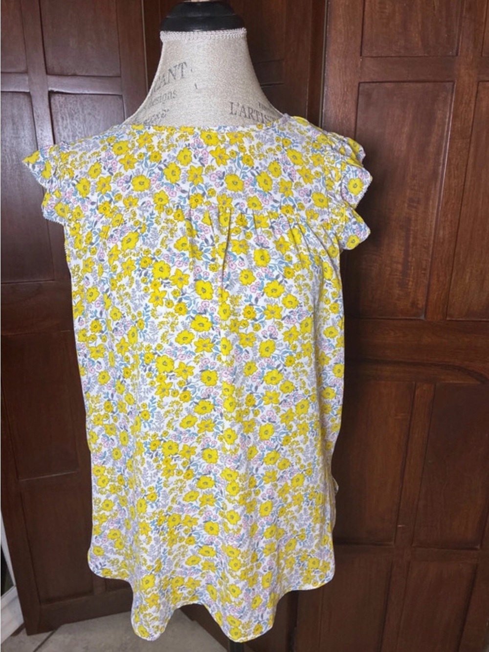 LOFT Yellow Floral Flutter Sleeve Tunic